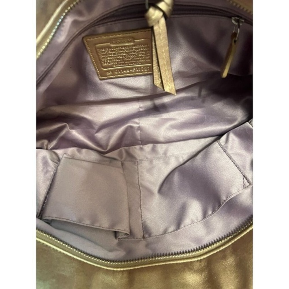 Coach East‎ West Embossed Signature Gold Metallic Shoulder Bag Tote Purse - Picture 15 of 16